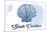 South Carolina - Scallop Shell - Blue- Coastal Icon-Lantern Press-Mounted Art Print