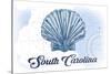 South Carolina - Scallop Shell - Blue- Coastal Icon-Lantern Press-Stretched Canvas