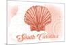 South Carolina - Scallop Shell - Coral - Coastal Icon-Lantern Press-Mounted Art Print