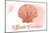 South Carolina - Scallop Shell - Coral - Coastal Icon-Lantern Press-Mounted Art Print