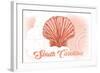 South Carolina - Scallop Shell - Coral - Coastal Icon-Lantern Press-Framed Art Print