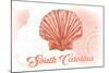 South Carolina - Scallop Shell - Coral - Coastal Icon-Lantern Press-Mounted Art Print