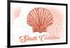 South Carolina - Scallop Shell - Coral - Coastal Icon-Lantern Press-Framed Art Print