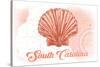 South Carolina - Scallop Shell - Coral - Coastal Icon-Lantern Press-Stretched Canvas