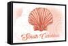 South Carolina - Scallop Shell - Coral - Coastal Icon-Lantern Press-Framed Stretched Canvas