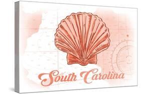 South Carolina - Scallop Shell - Coral - Coastal Icon-Lantern Press-Stretched Canvas