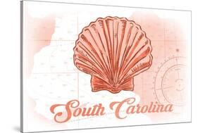 South Carolina - Scallop Shell - Coral - Coastal Icon-Lantern Press-Stretched Canvas