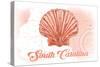 South Carolina - Scallop Shell - Coral - Coastal Icon-Lantern Press-Stretched Canvas