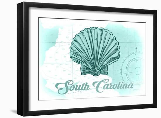 South Carolina - Scallop Shell - Teal - Coastal Icon-Lantern Press-Framed Art Print