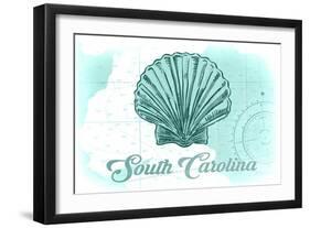 South Carolina - Scallop Shell - Teal - Coastal Icon-Lantern Press-Framed Art Print