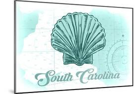 South Carolina - Scallop Shell - Teal - Coastal Icon-Lantern Press-Mounted Art Print