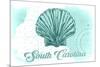 South Carolina - Scallop Shell - Teal - Coastal Icon-Lantern Press-Mounted Premium Giclee Print