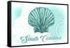 South Carolina - Scallop Shell - Teal - Coastal Icon-Lantern Press-Framed Stretched Canvas