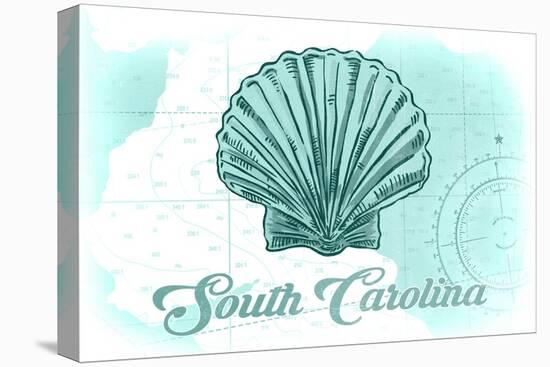 South Carolina - Scallop Shell - Teal - Coastal Icon-Lantern Press-Stretched Canvas