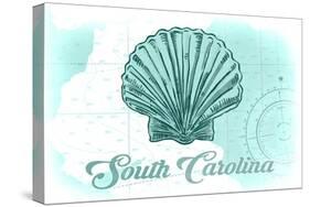 South Carolina - Scallop Shell - Teal - Coastal Icon-Lantern Press-Stretched Canvas