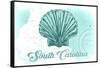 South Carolina - Scallop Shell - Teal - Coastal Icon-Lantern Press-Framed Stretched Canvas