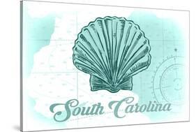 South Carolina - Scallop Shell - Teal - Coastal Icon-Lantern Press-Stretched Canvas