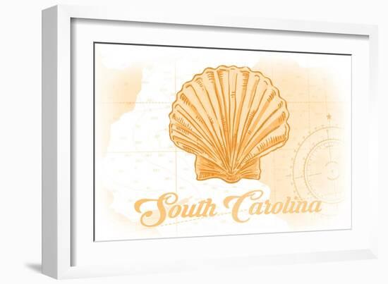 South Carolina - Scallop Shell - Yellow - Coastal Icon-Lantern Press-Framed Art Print