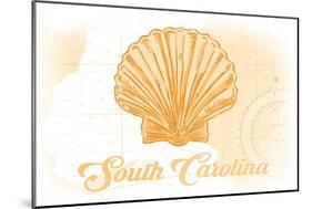 South Carolina - Scallop Shell - Yellow - Coastal Icon-Lantern Press-Mounted Art Print