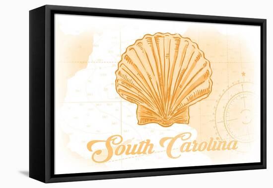 South Carolina - Scallop Shell - Yellow - Coastal Icon-Lantern Press-Framed Stretched Canvas