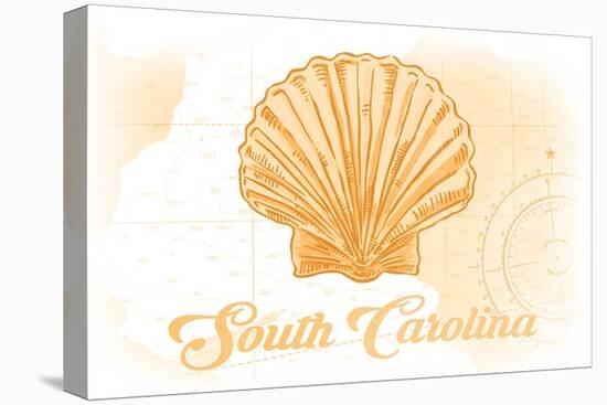 South Carolina - Scallop Shell - Yellow - Coastal Icon-Lantern Press-Stretched Canvas