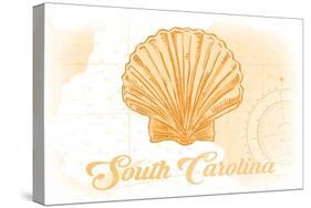 South Carolina - Scallop Shell - Yellow - Coastal Icon-Lantern Press-Stretched Canvas