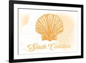 South Carolina - Scallop Shell - Yellow - Coastal Icon-Lantern Press-Framed Art Print