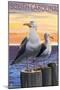 South Carolina - Sea Gulls-Lantern Press-Mounted Art Print
