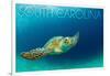 South Carolina - Sea Turtle-Lantern Press-Framed Art Print