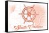 South Carolina - Ship Wheel - Coral - Coastal Icon-Lantern Press-Framed Stretched Canvas