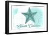 South Carolina - Starfish - Teal - Coastal Icon-Lantern Press-Framed Art Print