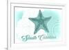 South Carolina - Starfish - Teal - Coastal Icon-Lantern Press-Framed Premium Giclee Print