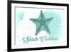 South Carolina - Starfish - Teal - Coastal Icon-Lantern Press-Framed Premium Giclee Print