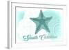 South Carolina - Starfish - Teal - Coastal Icon-Lantern Press-Framed Art Print