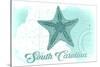 South Carolina - Starfish - Teal - Coastal Icon-Lantern Press-Stretched Canvas