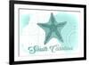 South Carolina - Starfish - Teal - Coastal Icon-Lantern Press-Framed Art Print