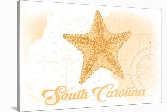 South Carolina - Starfish - Yellow - Coastal Icon-Lantern Press-Stretched Canvas