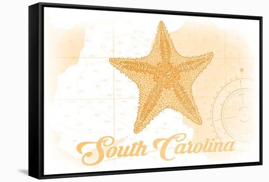 South Carolina - Starfish - Yellow - Coastal Icon-Lantern Press-Framed Stretched Canvas