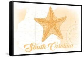 South Carolina - Starfish - Yellow - Coastal Icon-Lantern Press-Framed Stretched Canvas