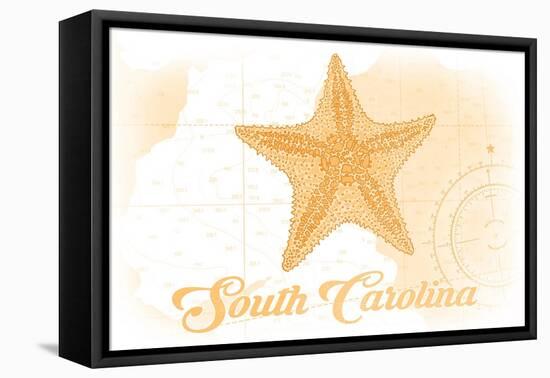 South Carolina - Starfish - Yellow - Coastal Icon-Lantern Press-Framed Stretched Canvas