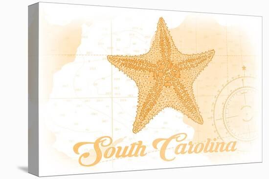 South Carolina - Starfish - Yellow - Coastal Icon-Lantern Press-Stretched Canvas