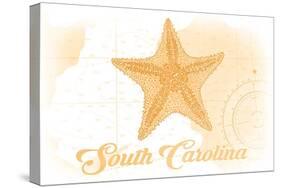 South Carolina - Starfish - Yellow - Coastal Icon-Lantern Press-Stretched Canvas