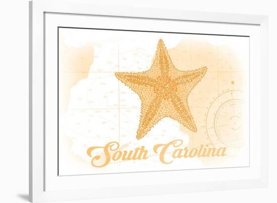 South Carolina - Starfish - Yellow - Coastal Icon-Lantern Press-Framed Premium Giclee Print