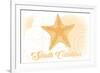 South Carolina - Starfish - Yellow - Coastal Icon-Lantern Press-Framed Premium Giclee Print