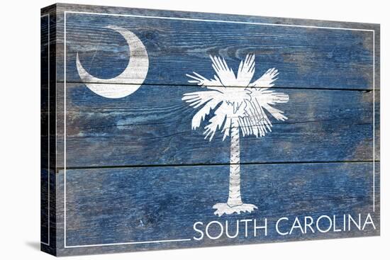 South Carolina State Flag - Barnwood Painting-Lantern Press-Stretched Canvas