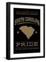 South Carolina State Pride - Gold on Black-Lantern Press-Framed Art Print