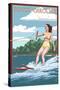 South Carolina - Water Skier and Lake-Lantern Press-Stretched Canvas