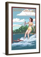 South Carolina - Water Skier and Lake-Lantern Press-Framed Art Print