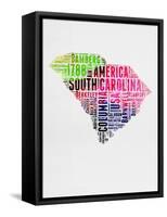 South Carolina Watercolor Word Cloud-NaxArt-Framed Stretched Canvas