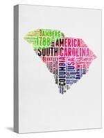 South Carolina Watercolor Word Cloud-NaxArt-Stretched Canvas